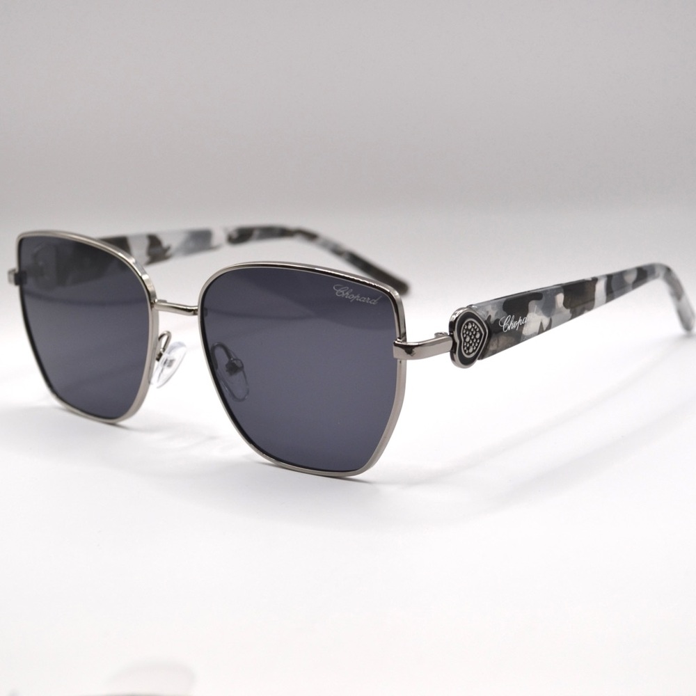 Chopard Women’s Sunglasses | Silver & Grey Camo | Like New | 58-19-140